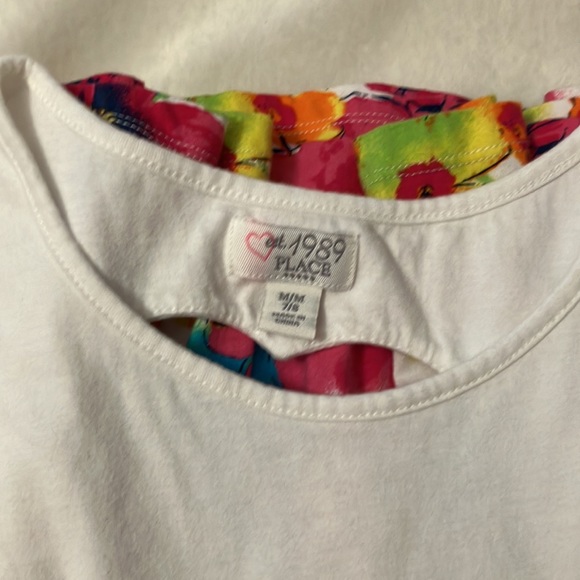 EUC 3 for 1 children’s place Girls 7/8 skater dresses white floral, coral, blue - Picture 6 of 14